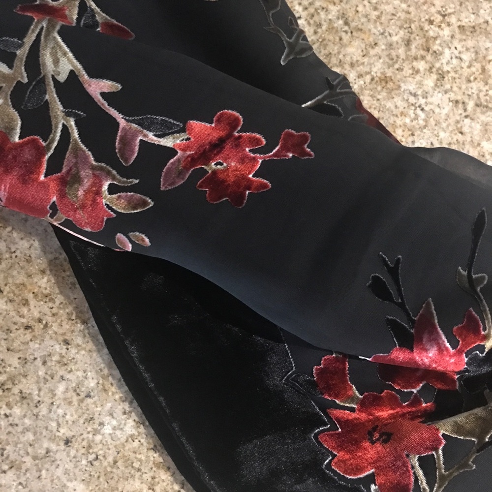 Velvet scarf, red and black 20” x 80”